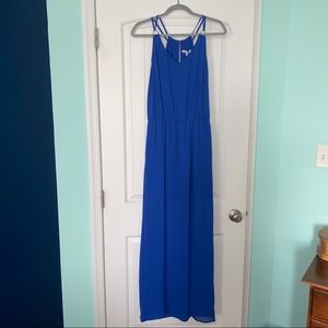 Naked Zebra Royal Blue Maxi Dress w/ Gold Details